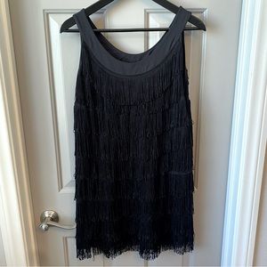 H&M Black Flapper Style String Loop Mini Dress SZ M